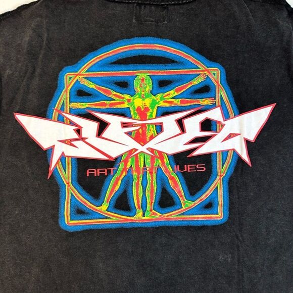 GFTD LA Men’s Vintage Wash Black Graphic Short Sleeve T-Shirt Raw Hem - Size S - Picture 5 of 9